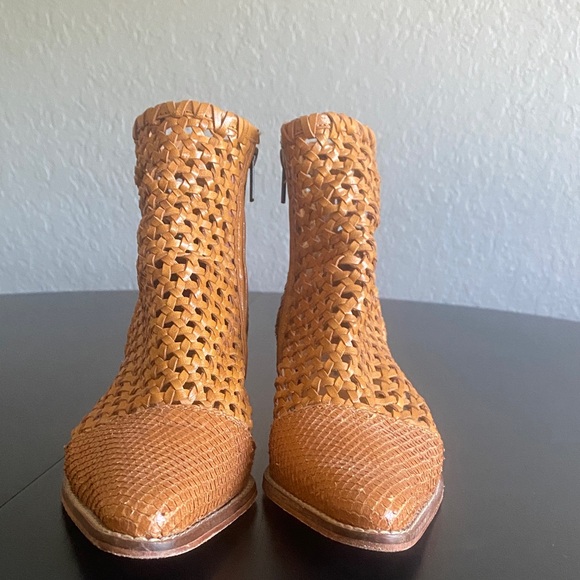 Free People Woven Tan Ankle Boots - Picture 4 of 7